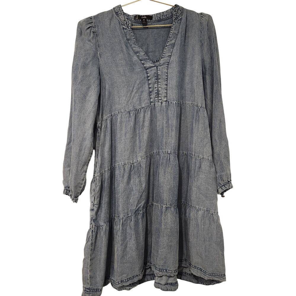 Aqua Tencel V-neck blue Babydoll dress size small - Picture 3 of 7